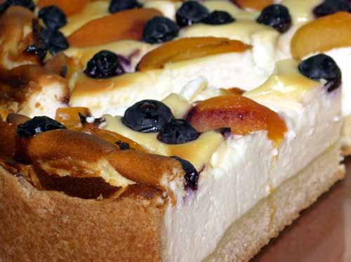 Quarkkuchen-Rezept mit Aprikosen Mürbeteig Boden in der Springform