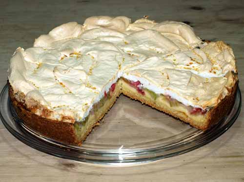 Rhabarberkuchen Mit Mürbeteig Und Baiser - Spaghetti Rezept